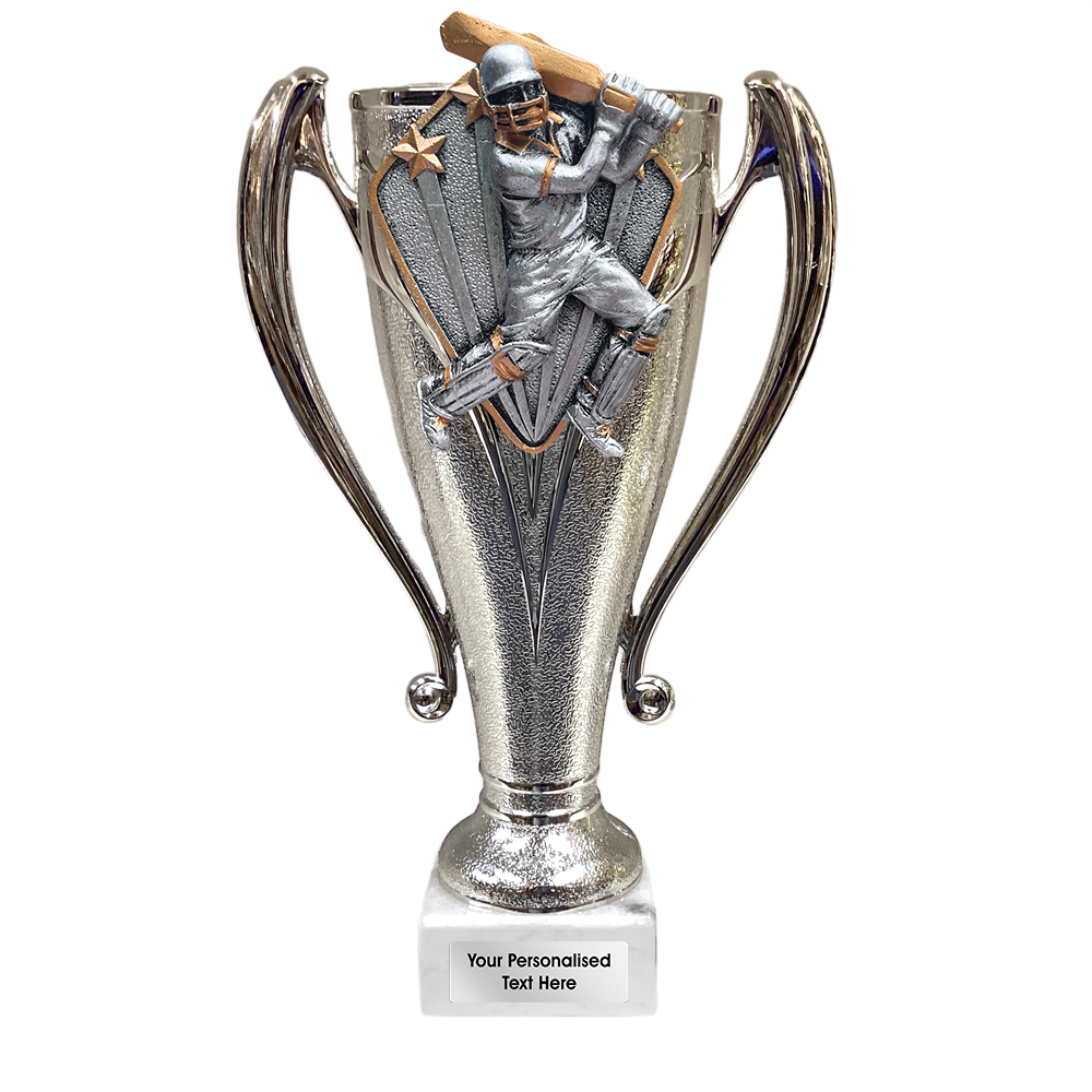 Cricket Silver Trophy Cup with Handles and Choice of Diamond Disc (0404302D) BW Trophies