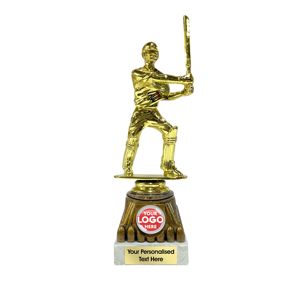 Golden Batter Trophy Award on Bronze and Marble Stand (1156A/B/C) BW Trophies