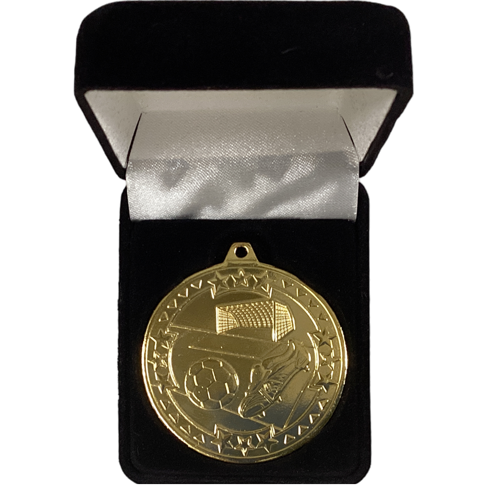 Football Medal in Black Velvet Presentation Box
