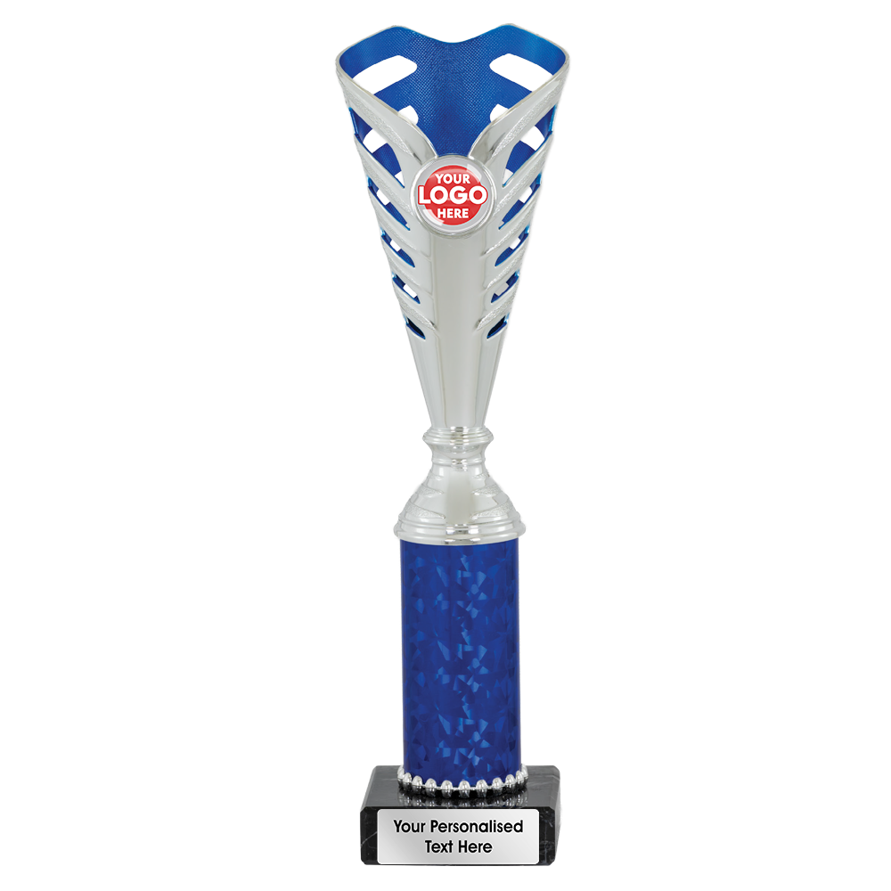 Cone-shaped Silver & Blue Trophy (2396A/B/C/D)