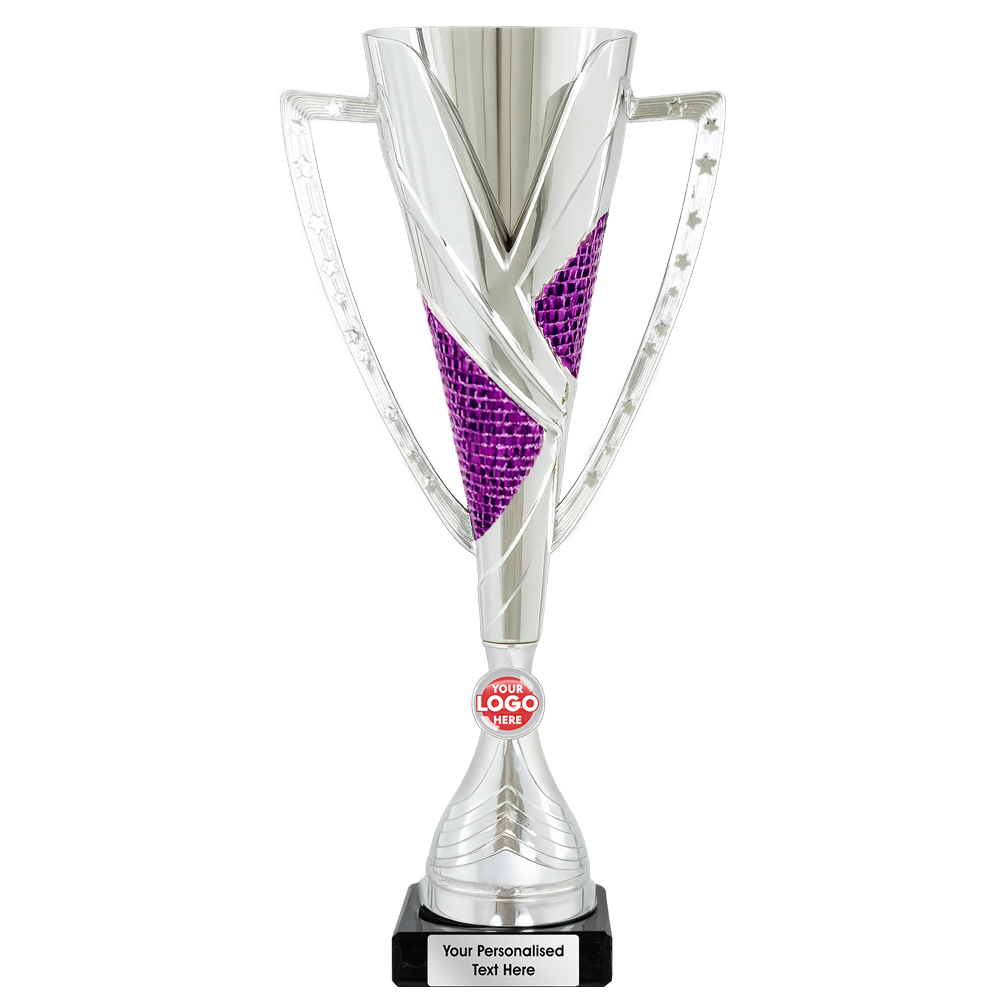 Silver & Purple Cone Trophy with Star Handles (2417A/B/C/D)