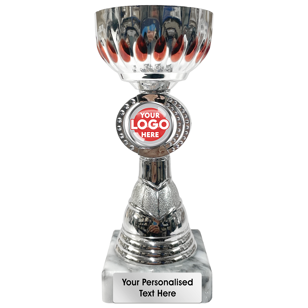 Silver & Red Achievement Trophy Cup (328B) BW Trophies