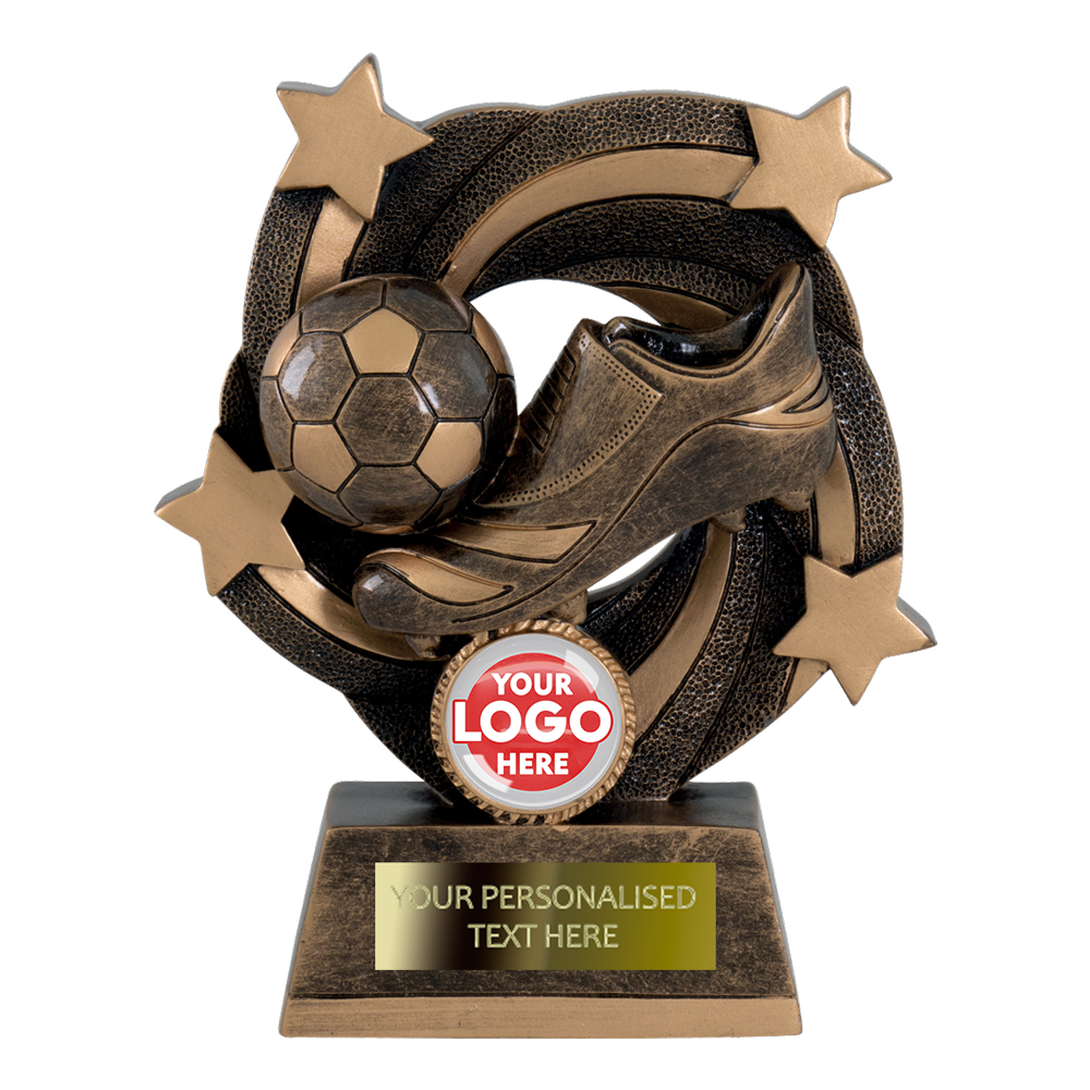 Boot & Ball Trophy Award with Star Design in Bronze (RFTY1350AGG) BW Trophies