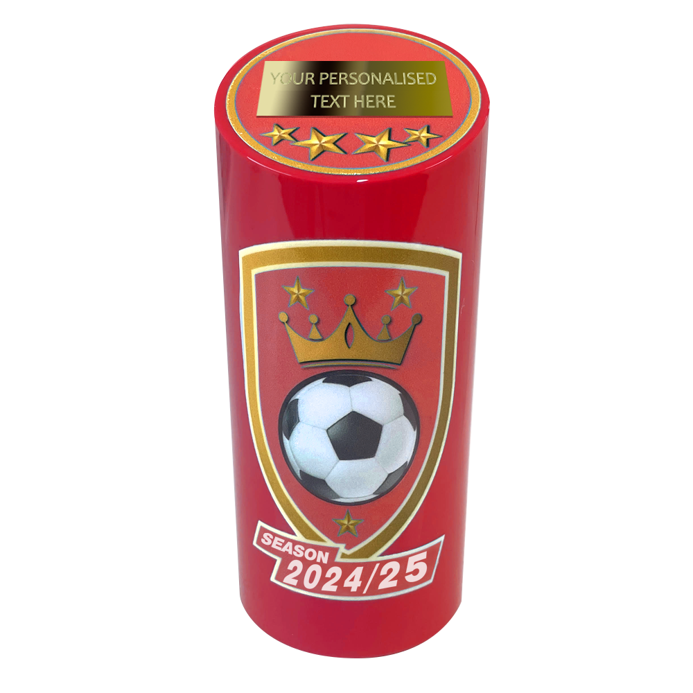 Red Football Cylindrical Multicolour Trophy 4000A BW Trophies