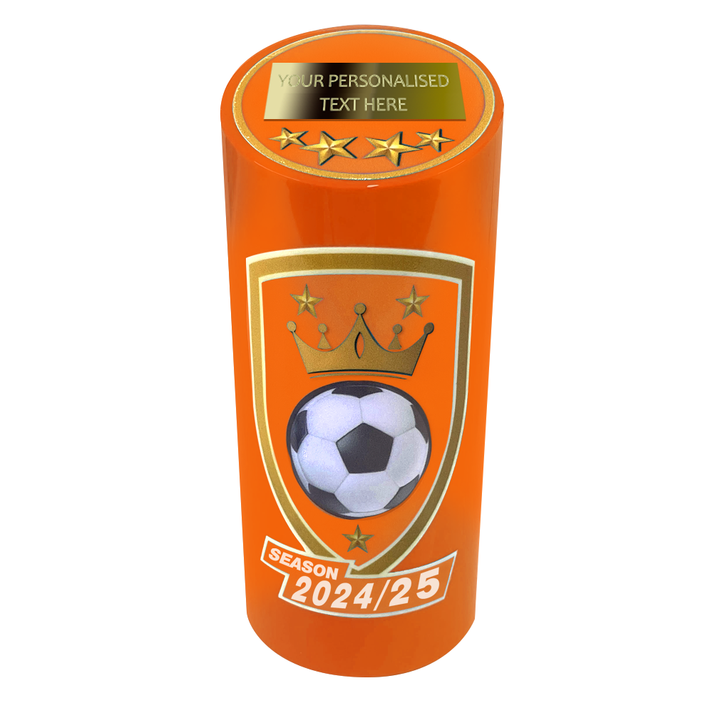 Orange Football Cylindrical Multicolour Trophy 4000D BW Trophies
