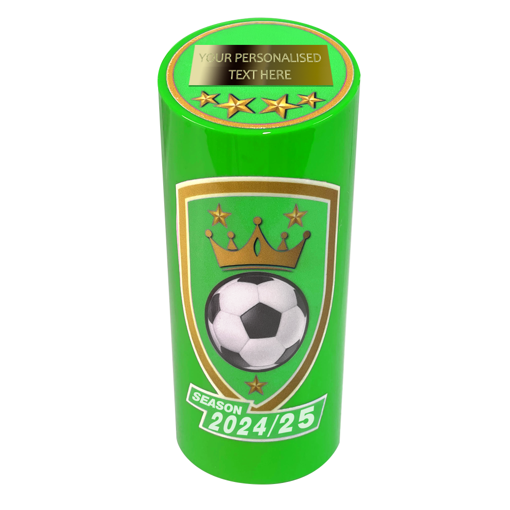 Green Football Cylindrical Multicolour Trophy 4000E BW Trophies