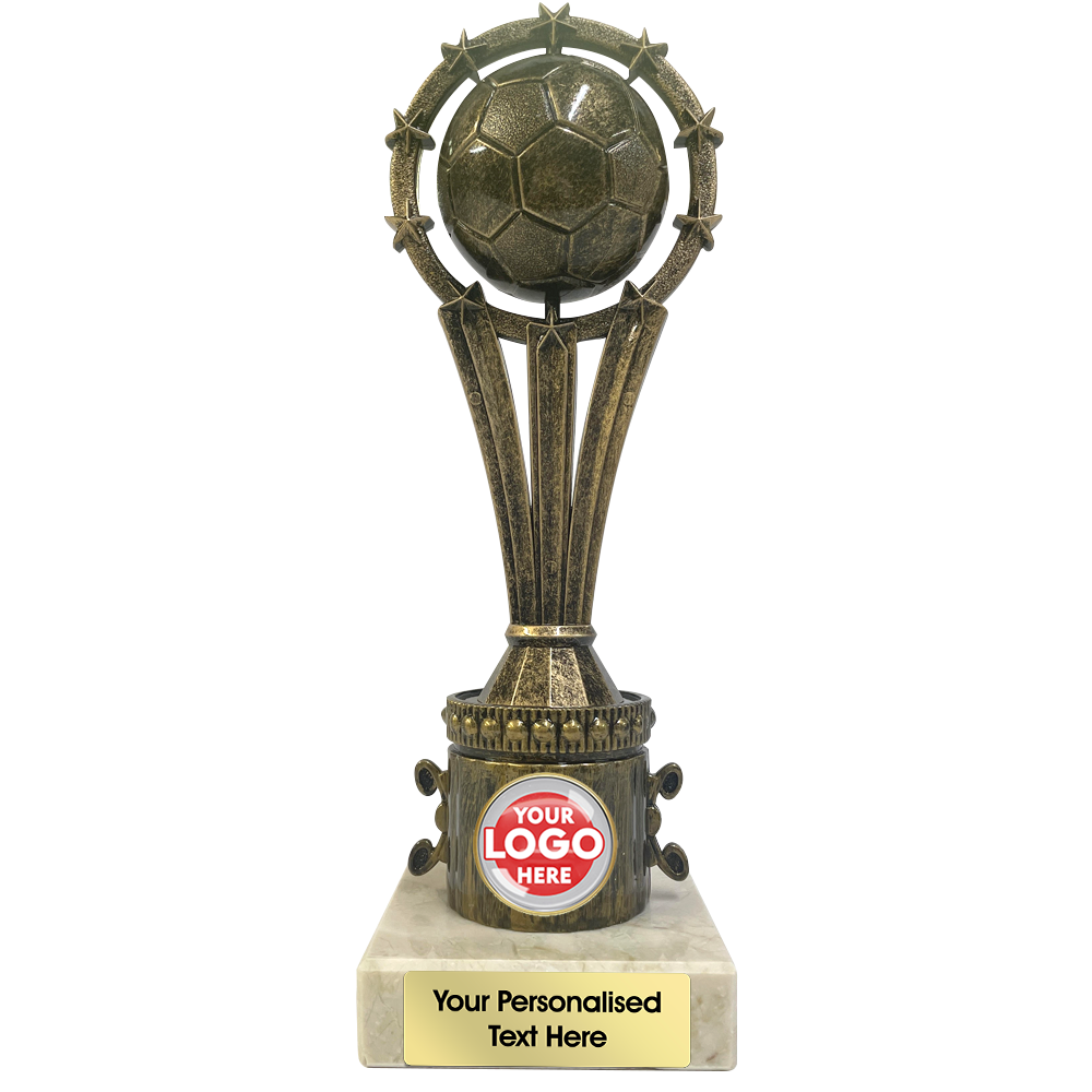 EO Football Trophy/Award with spinning ball (51C) BW Trophies