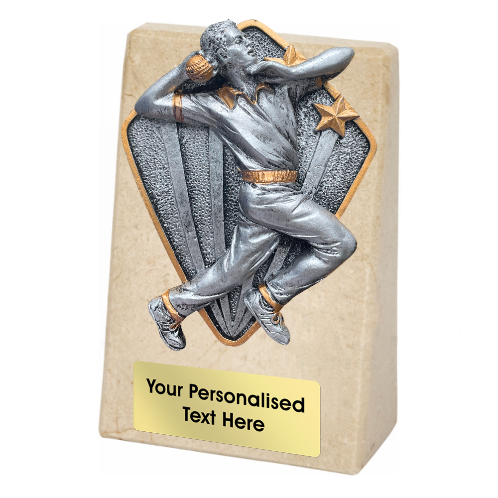 Cricket Batsman/Bowler/Bat&Ball Marble Wedge BW Trophies