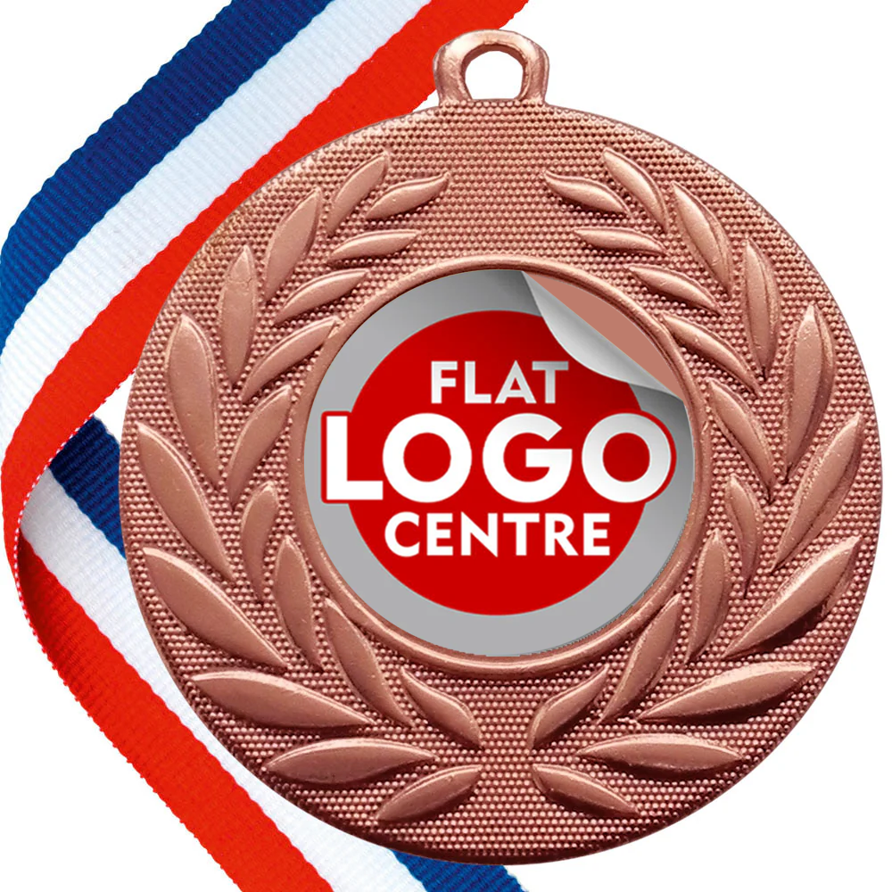 Email Deal - DIY Wreath Design Medal with Flat Logo Sticker - MIN 100 BW Trophies