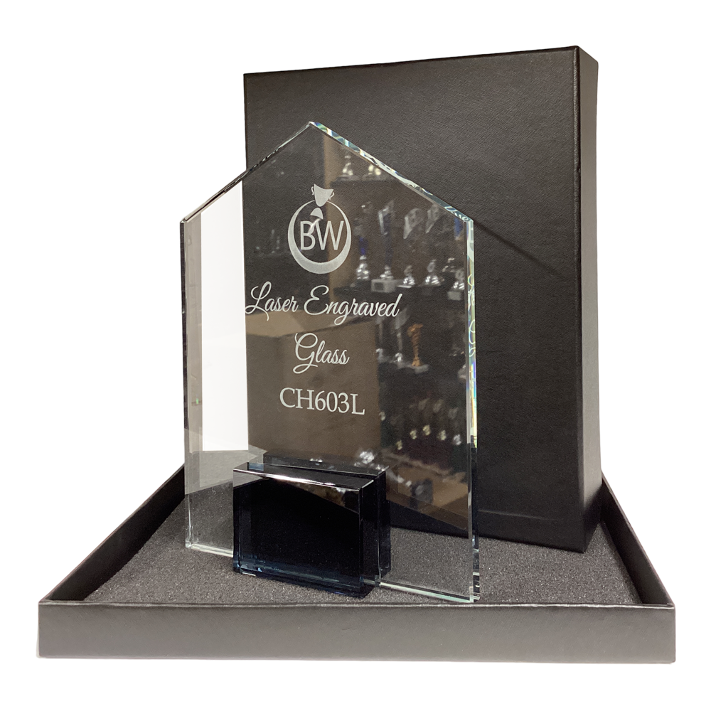 Aesthetic Clear Lasered Glass Gift/Award (CH603L) BW Trophies