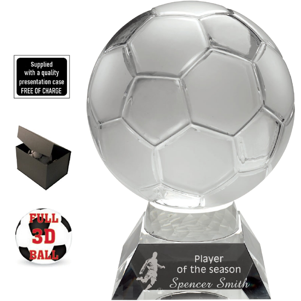 Elegant Lasered Football Premier Glass Award (JB200A/B/C) BW Trophies