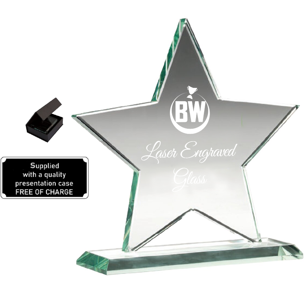 Elegant Star-shaped Lasered Jade Glass (KG6A/B/C) BW Trophies
