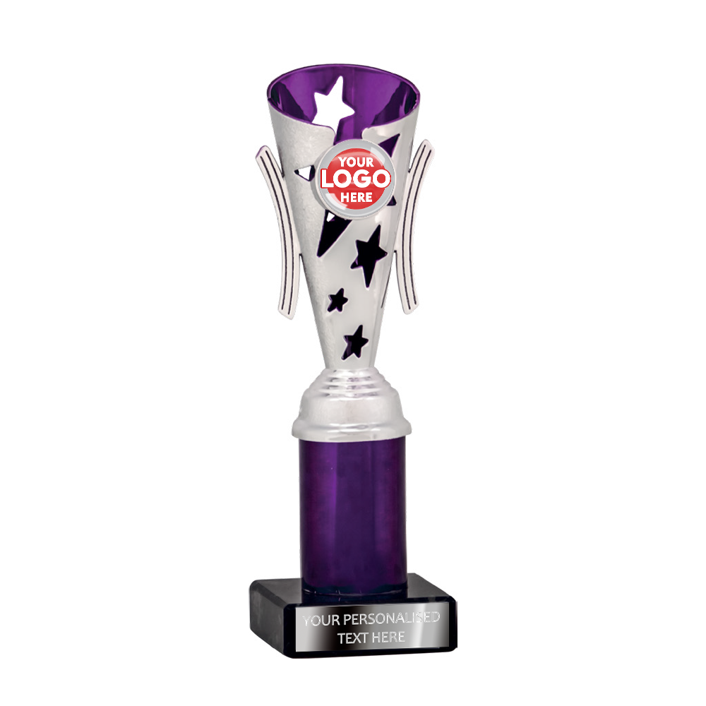 Purple & Silver Star Design Tube Trophy (1961A/B/C/D) BW Trophies