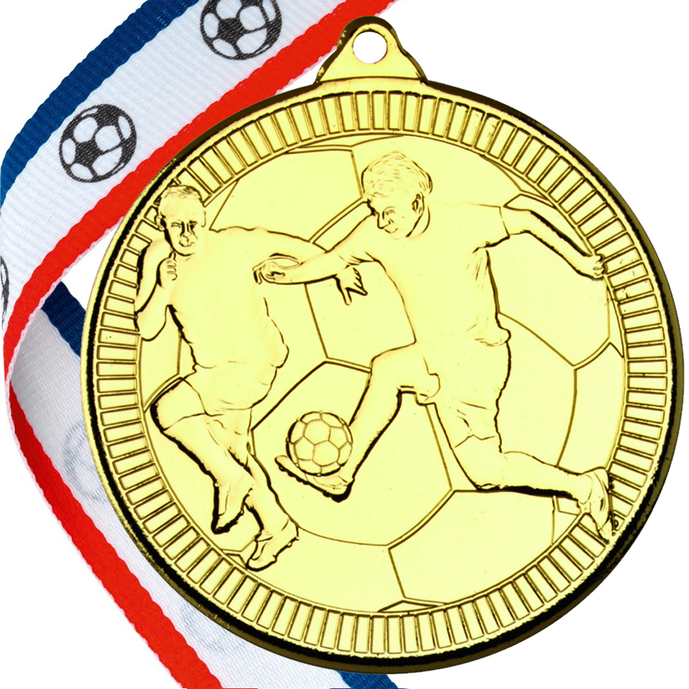 Football Embossed Medal in Gold 50mm (M40) (TT) BW Trophies