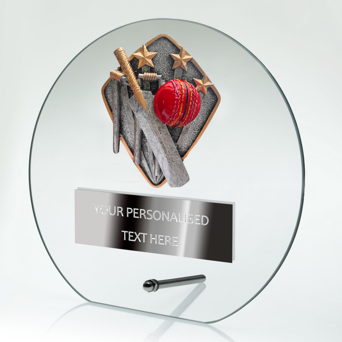 Circular Cricket Clear Glass Awards with Trim (GR01B/C) BW Trophies