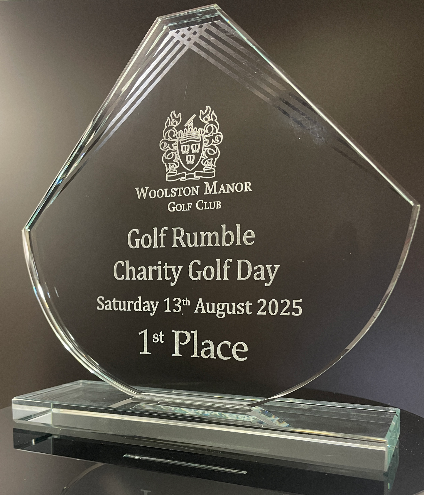 CC Lasered Glass Trophy with Mirror Line Design Elements (GT720m) BW Trophies