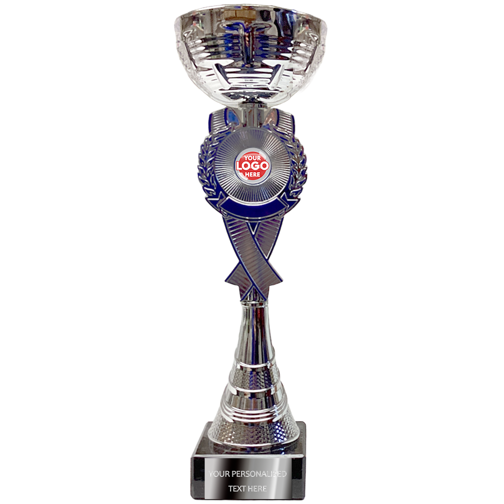 Silver Cup with Blue Decorative Elements (2060E/G) BW Trophies