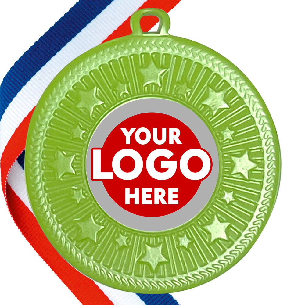 Unique Green Medal with your Personalised Logo BW Trophies