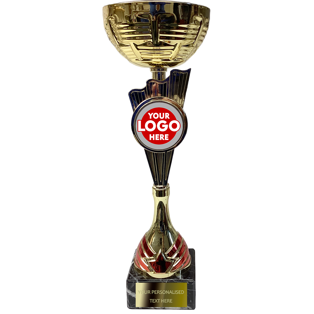 Golden Cup with Red Decorative Elements (2174E/G/H) BW Trophies