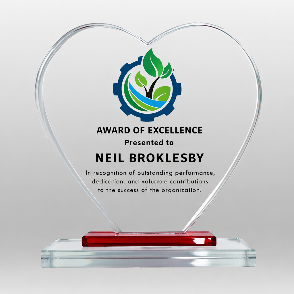 Colour Printed Heart Shape Glass Award (JB1200A/B/C)