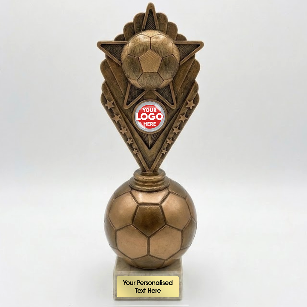 Antique Gold Football Trophy with Stars Design