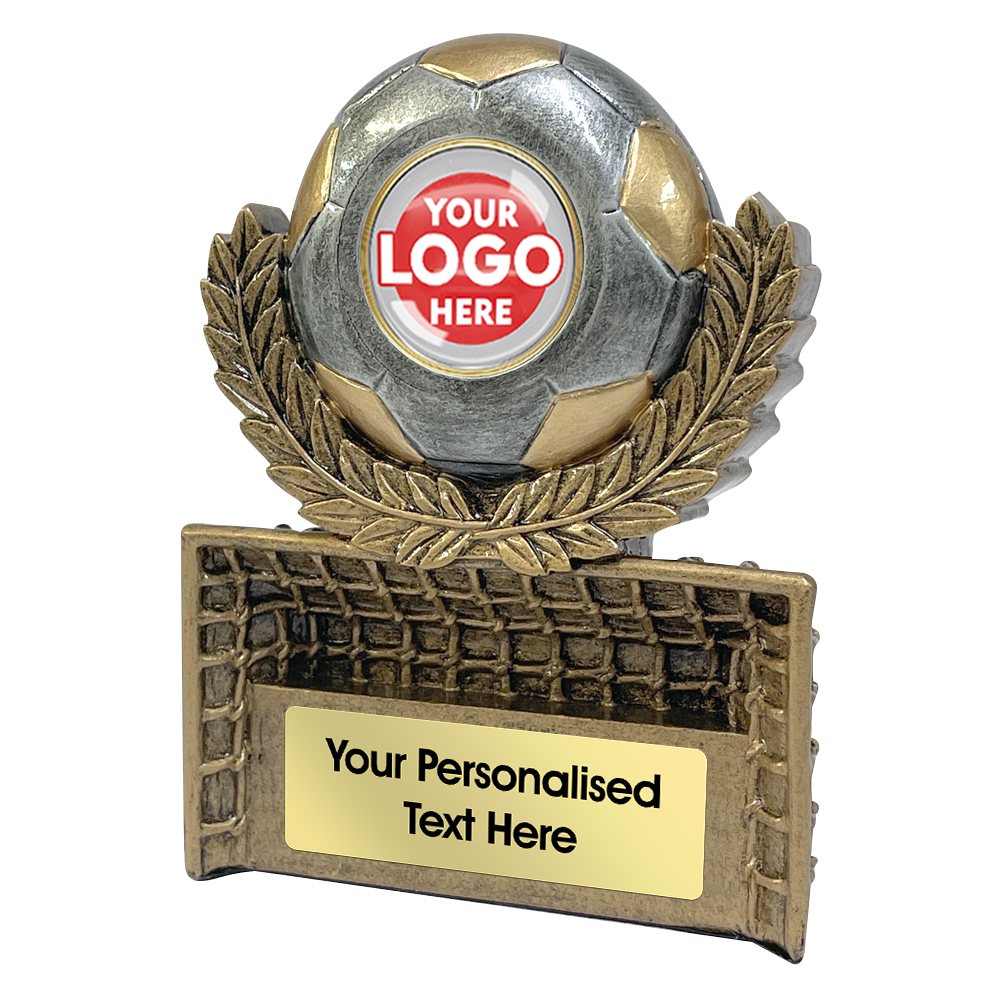 IO - Football Trophy Award Featuring a Ball, Laurel and a Goal (EO-RF212A/B) BW Trophies