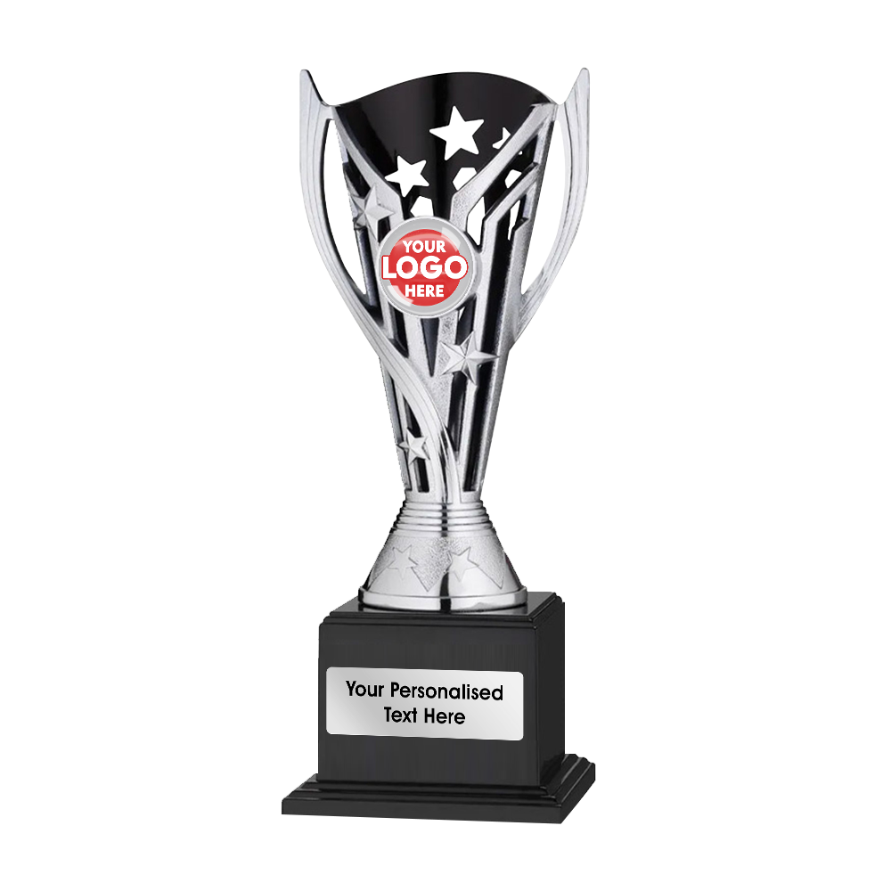 Silver Star Burst Trophy Customisable Award (JR34-TYC877B/C/D) BW Trophies