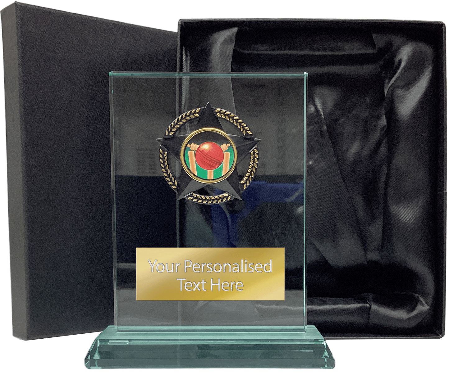 Stylish Cricket Glass Award with Presentation Box (T9054)