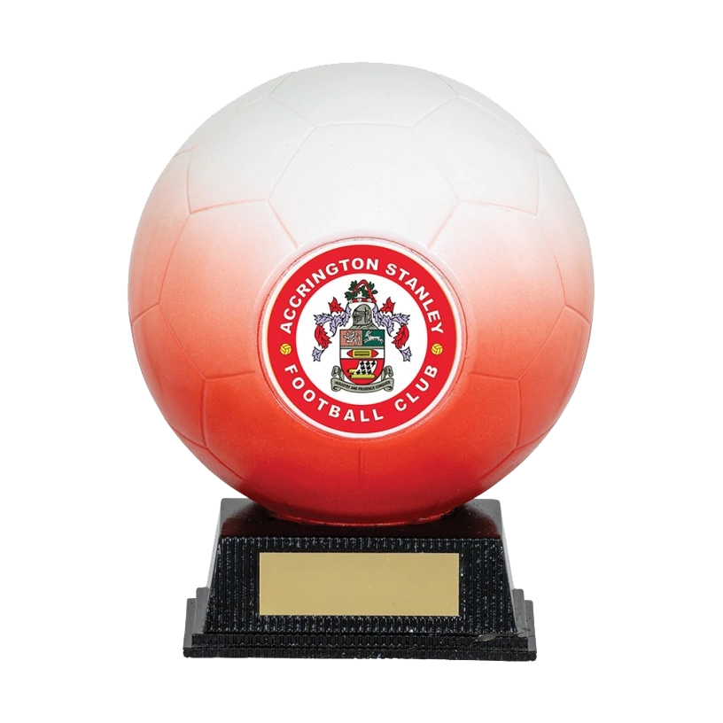 Red & White Football Ball Multicolour Trophy on Stand NB1WHRE BW Trophies