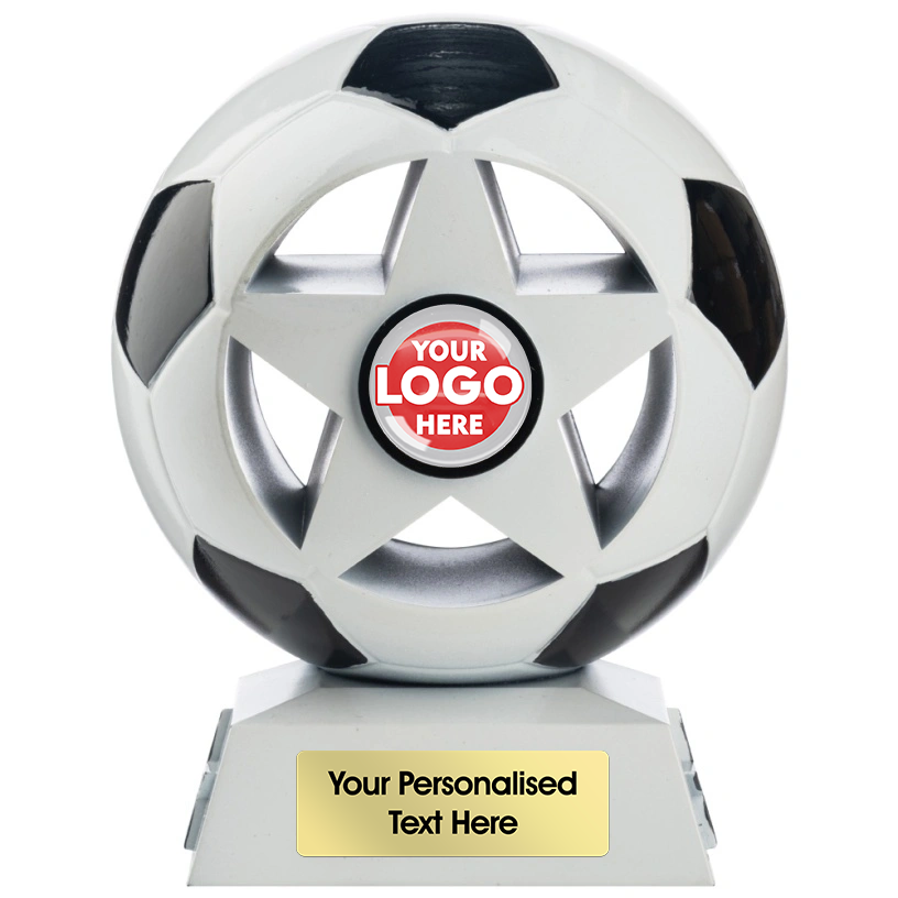 Two Tone Football Ball and Star in White and Black (NB5WBL/11) BW Trophies