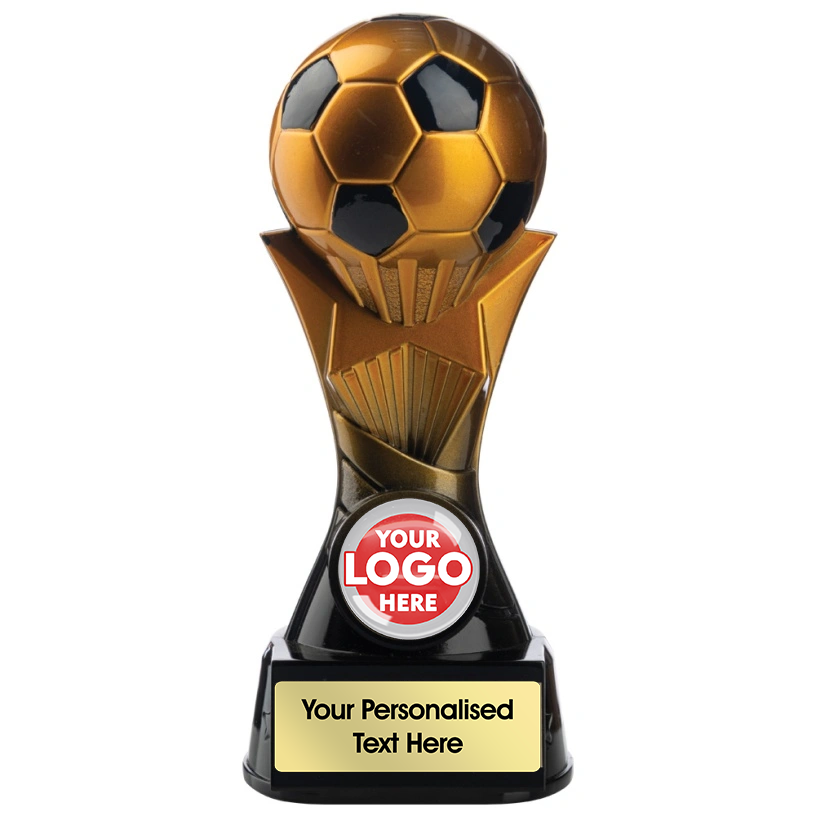 Two Tone Football Ball on Stand in Gold and Black (NB6/7/8BLG/16) BW Trophies