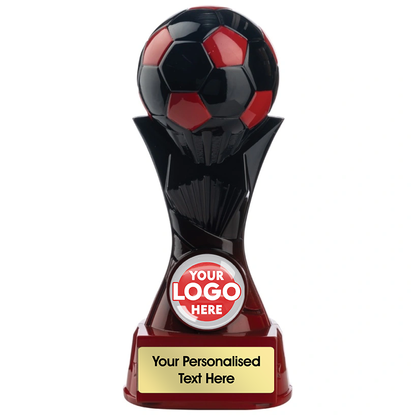 Two Tone Football Ball on Stand in Black and Red (NB6/7/8BLRE/14) BW Trophies