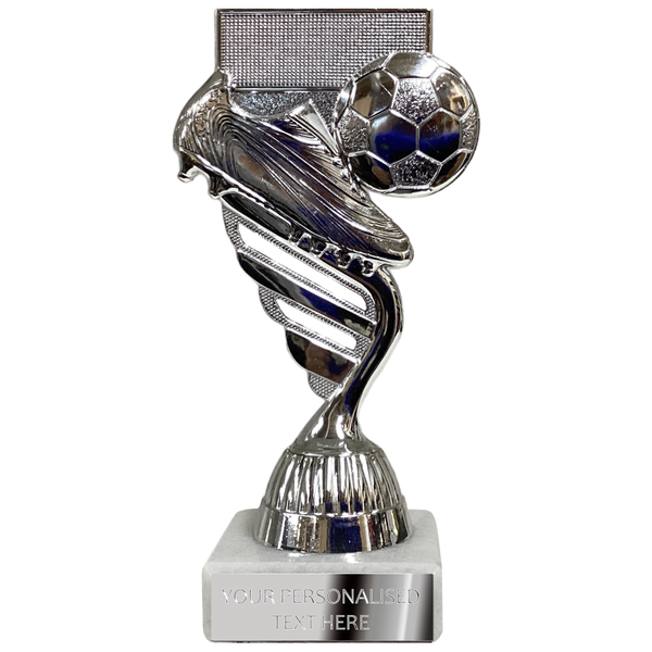 Boot & Ball Football Trophy Award on White Marble Base (P40501/2)