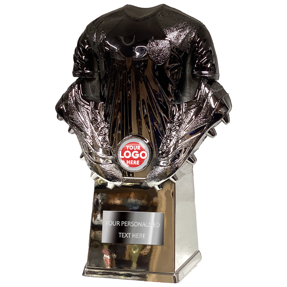 Black and Silver Football Shirt and Boots (PA25271D) BW Trophies