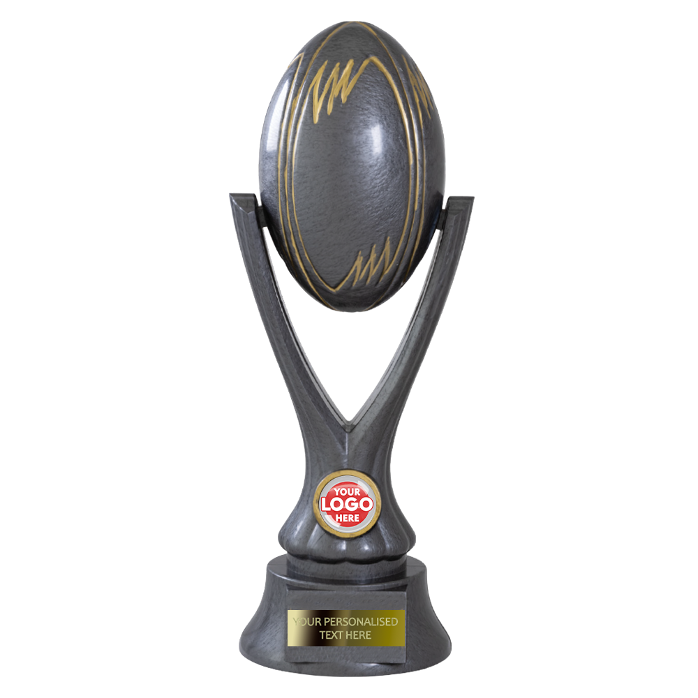Antique Silver Rugby Ball with Golden Elements (PRT3198/9/0ASG) BW Trophies