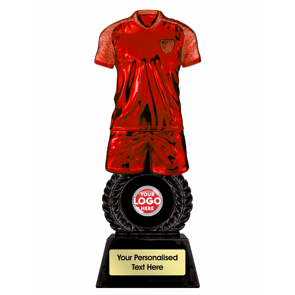 3D Red Football Kit Trophy with Logo Centre (PA26076A) BW Trophies