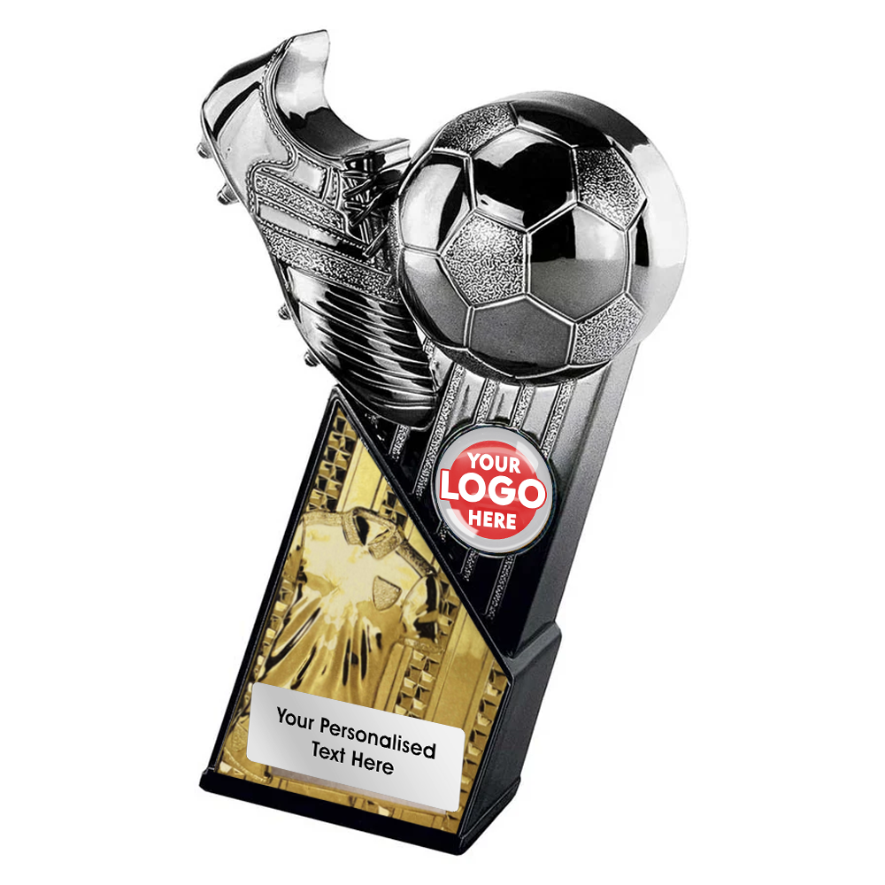 Football Silver Boot & Ball Trophy with Golden Shirt Centre (PX26080A/B/C/D/E) BW Trophies