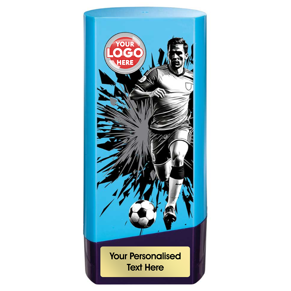 Blue & Purple Male Footballer Prime Block Trophy (PX26106A/B) BW Trophies