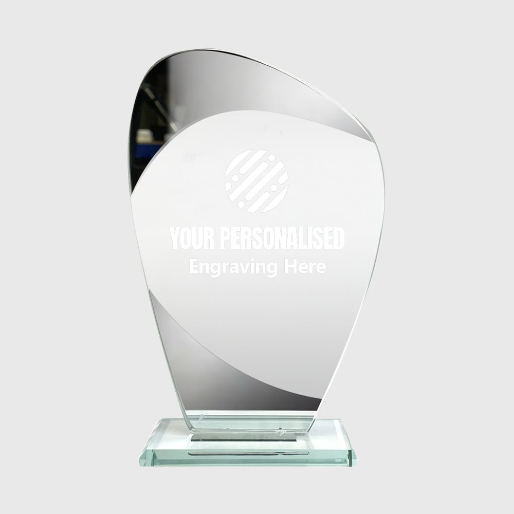 Remarkable Lasered Glass Award with Silver Elements (RB1C)