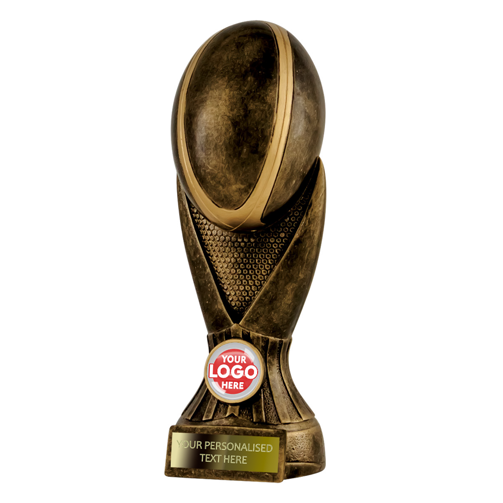 Antique Gold Rugby Ball on Stand (RF1906/7/9DBUG) BW Trophies