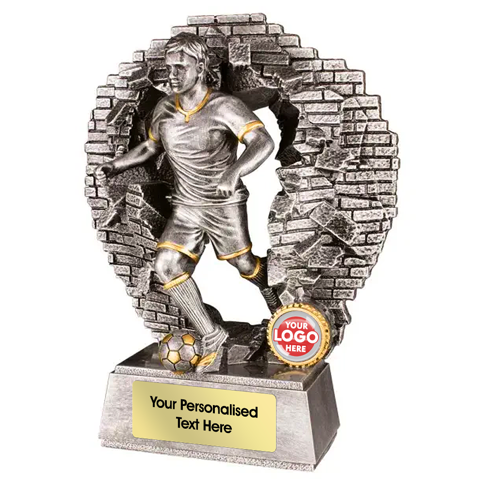 Antique Silver Male Footballer Trophy (RF23089AA/A/B/C) BW Trophies