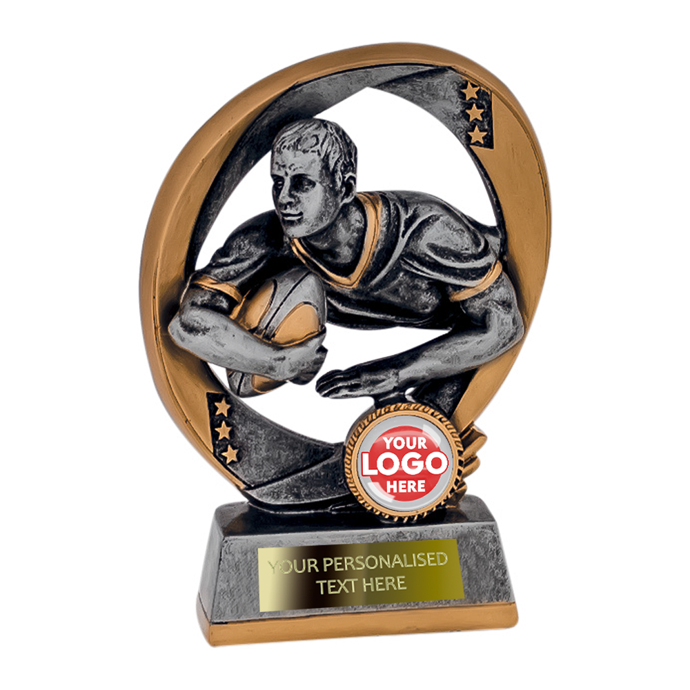 Rugby Player Catching a Ball Award (RFE19150/55/60ASG) BW Trophies