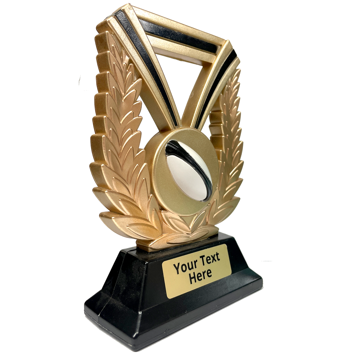 Gold & Black Wreath and Ball Rugby Trophy (RSR619GP)
