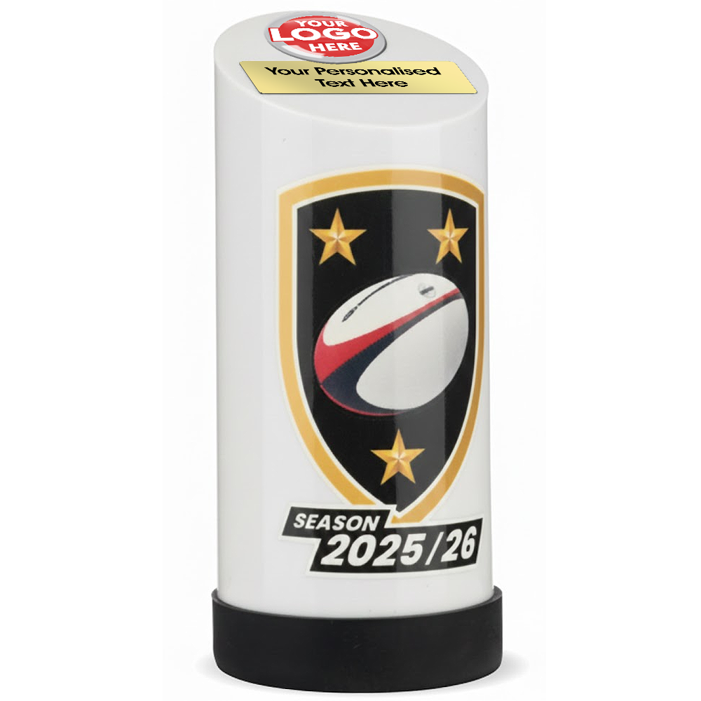Cylindrical Rugby Award in White (8000B) BW Trophies