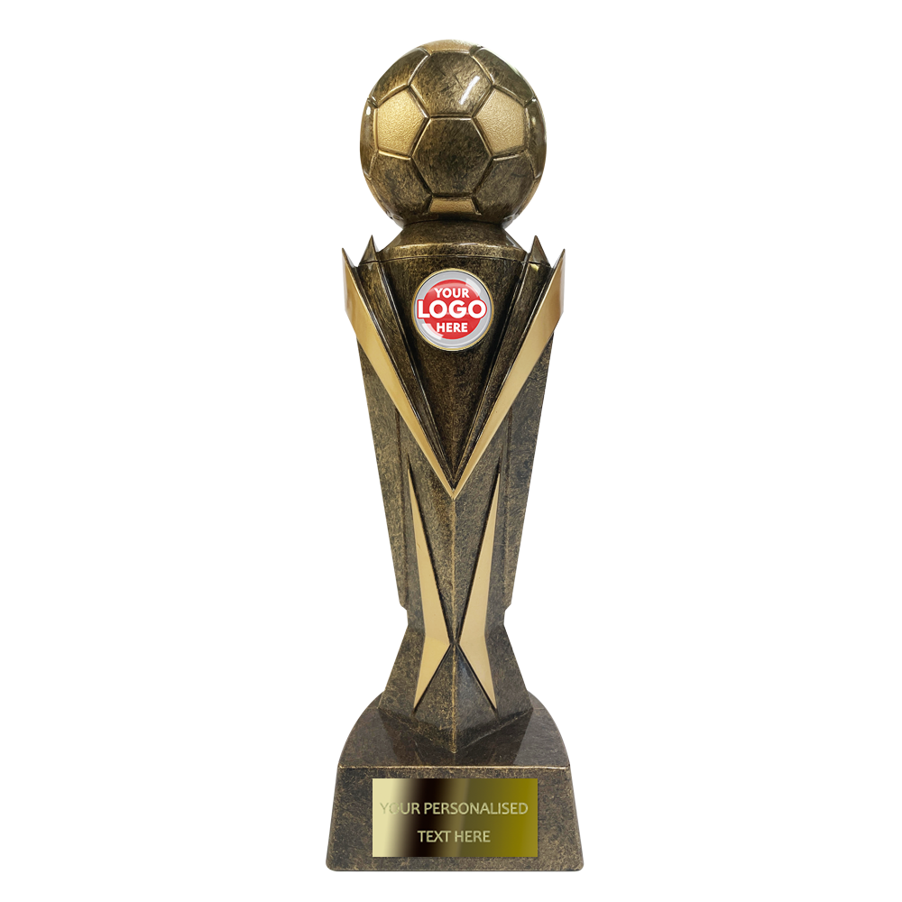 Antique Gold Football Trophy with Ball on Top (SRS038/40) BW Trophies