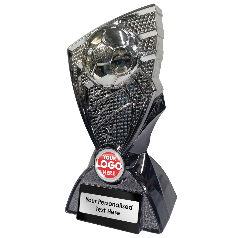 Two-Tone Silver and Black Football Trophy (SRS417/9) BW Trophies