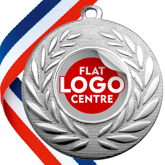 Email Deal - DIY Wreath Design Medal with Flat Logo Sticker - MIN 100 BW Trophies
