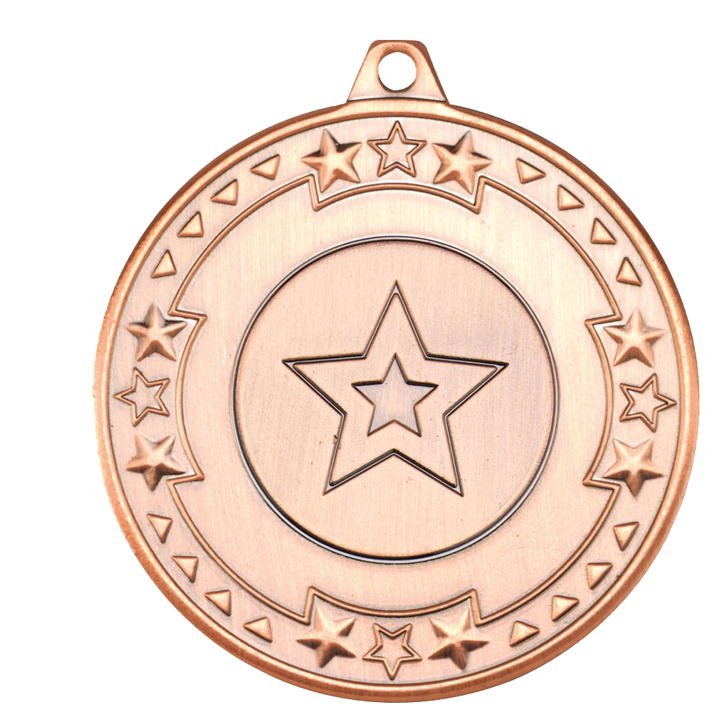 The Glossy gel 50mm Star Edge Medal on a Ribbon