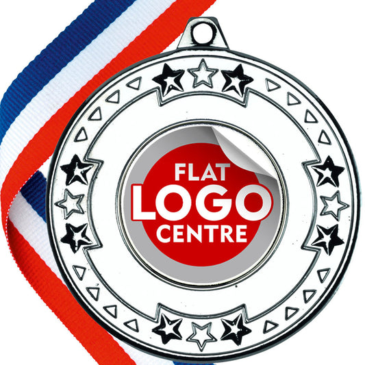 Star Edge Design Medal with Flat Logo Centre BW Trophies