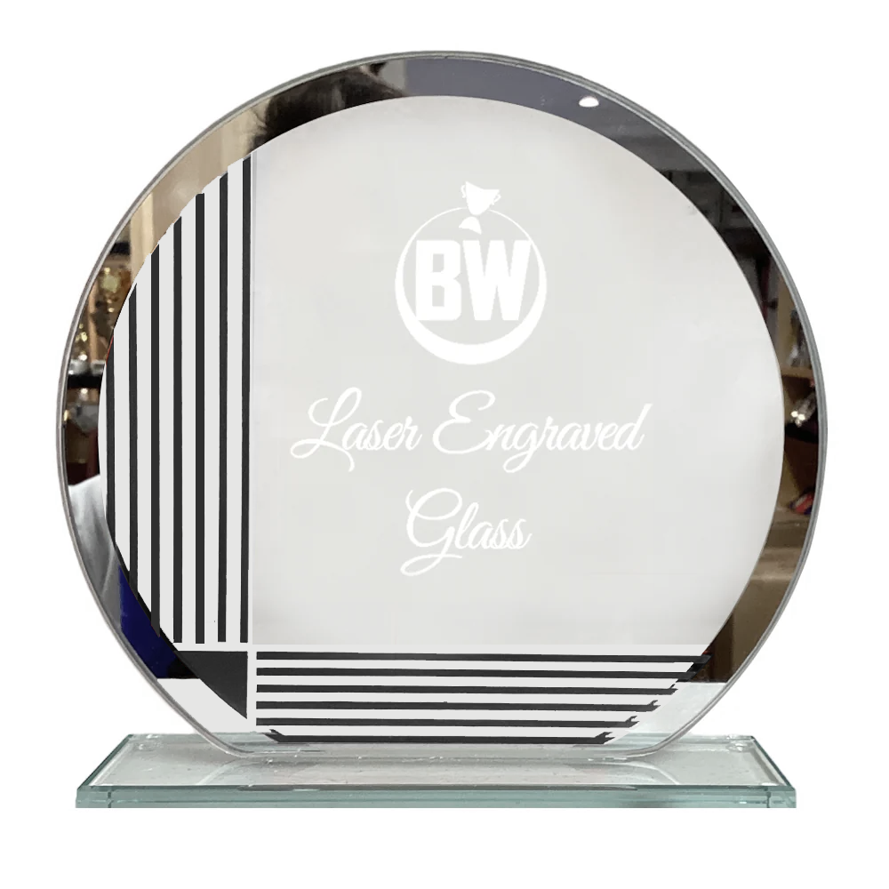 DP Lasered Glass Award with Black Stripes (T3664/5) BW Trophies